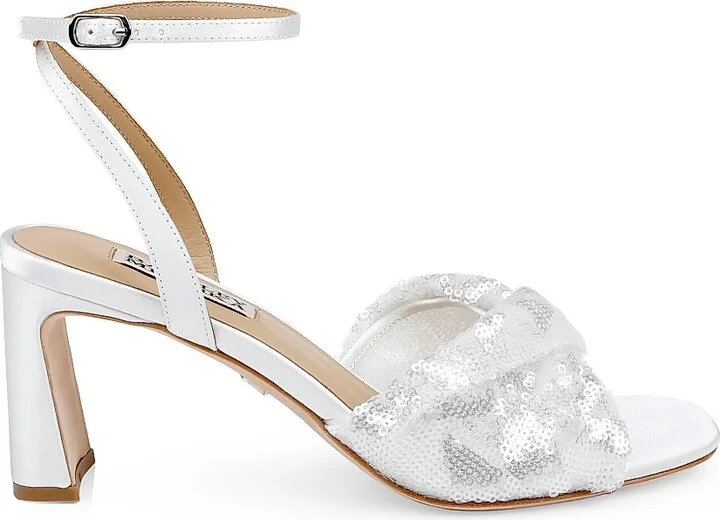 Women's Gema 70MM Sequined Sandals - White Sequins - Size 5