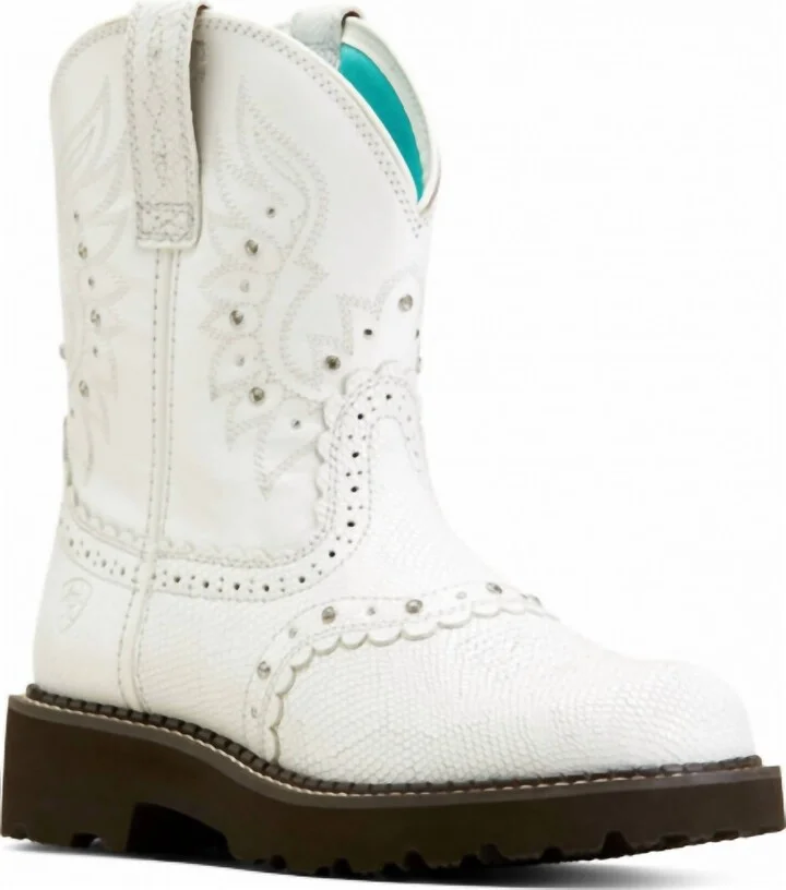 Women's Gembaby Western Boot In White Snake Emboss / Opulent White