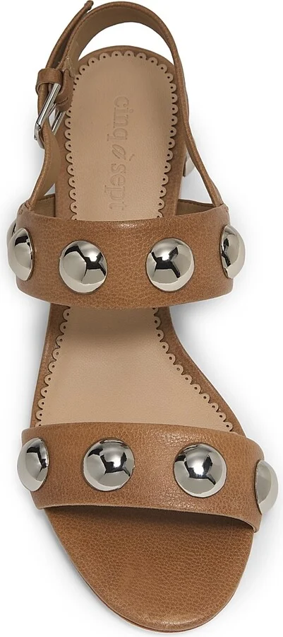 Women's Gemma 45MM Studded Leather Block Heel Sandals - Brown Sugar - Size 6.5 - Image 4