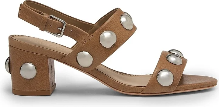 Women's Gemma 45MM Studded Leather Block Heel Sandals - Brown Sugar - Size 6.5