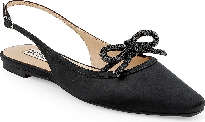 Women's Genesis Bow Satin Slingback Flats - Black Satin - Size 5 - Image 2