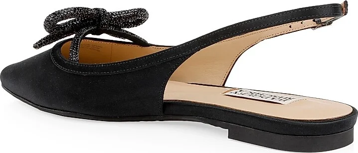 Women's Genesis Bow Satin Slingback Flats - Black Satin - Size 5 - Image 3