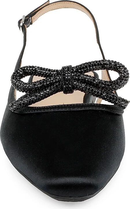 Women's Genesis Bow Satin Slingback Flats - Black Satin - Size 5 - Image 4
