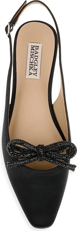 Women's Genesis Bow Satin Slingback Flats - Black Satin - Size 5 - Image 5