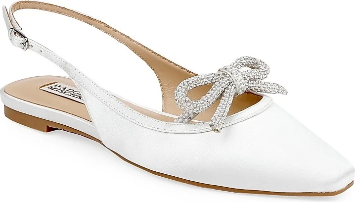 Women's Genesis Bow Satin Slingback Flats - Black Satin - Size 5 - Image 7