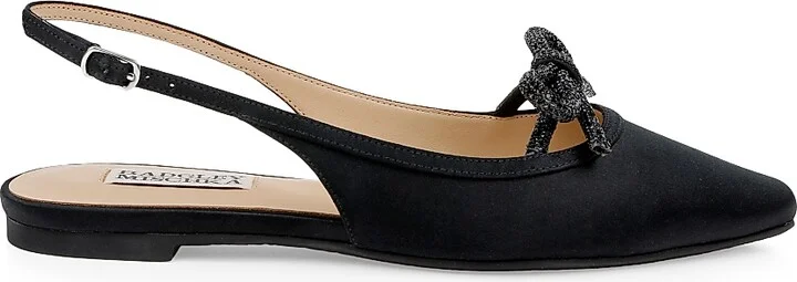 Women's Genesis Bow Satin Slingback Flats - Black Satin - Size 5
