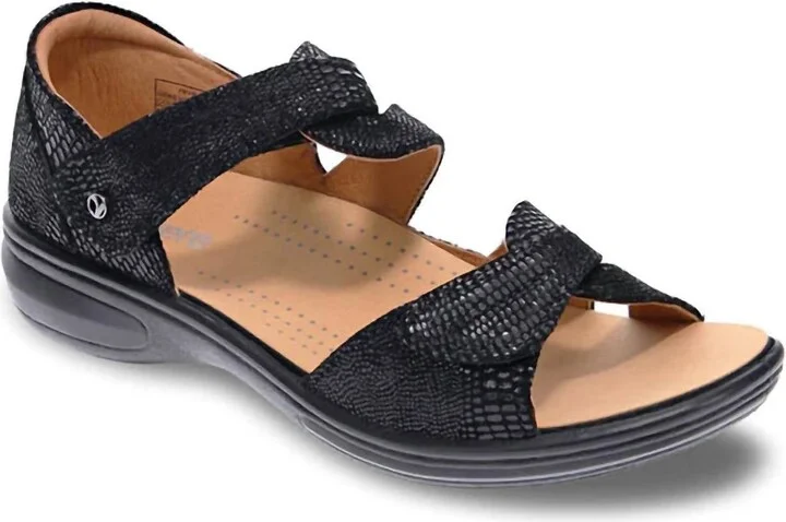 Women's Geneva Sandals In Black Lizard