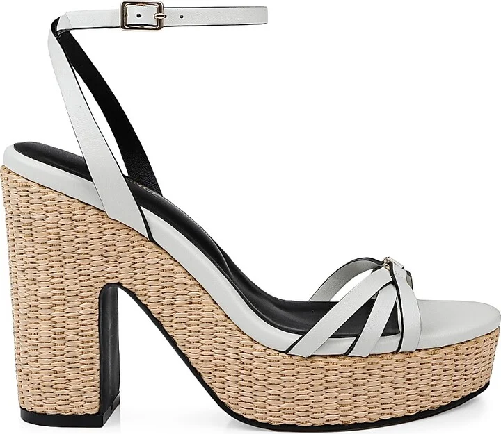 Women's Genevra 110MM Leather Platform Sandals - Ivory Leather - Size 9