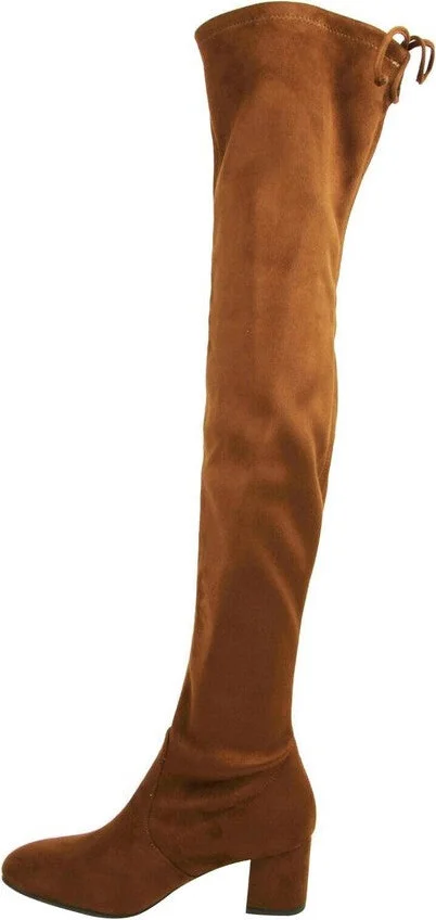 Women's Genna Coffee Brown Suede Over the Knee Boot - Image 7