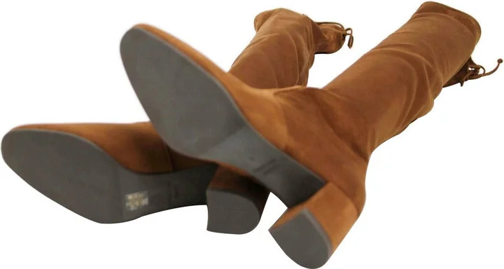 Women's Genna Coffee Brown Suede Over the Knee Boot - Image 8