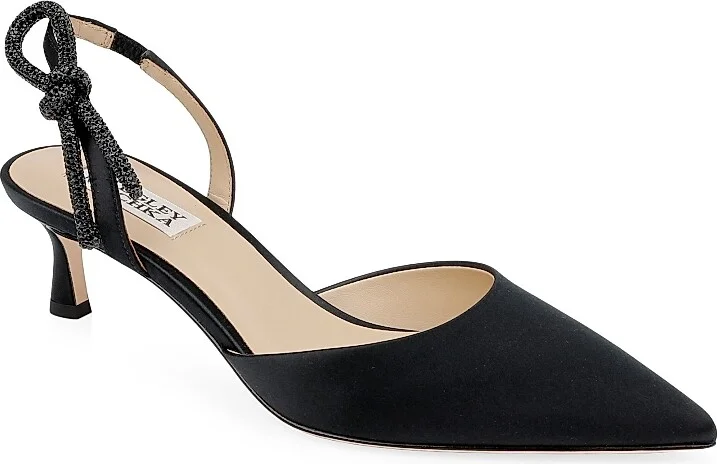 Women's Gentry 50MM Bow Satin Slingback Pumps - Black Satin - Size 5.5 - Image 2