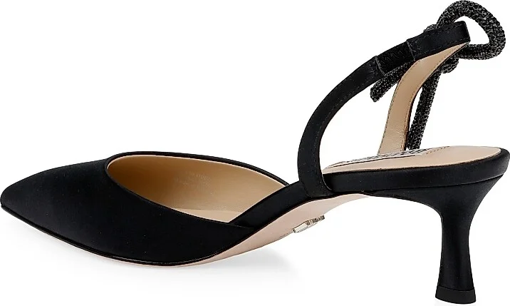 Women's Gentry 50MM Bow Satin Slingback Pumps - Black Satin - Size 5.5 - Image 3