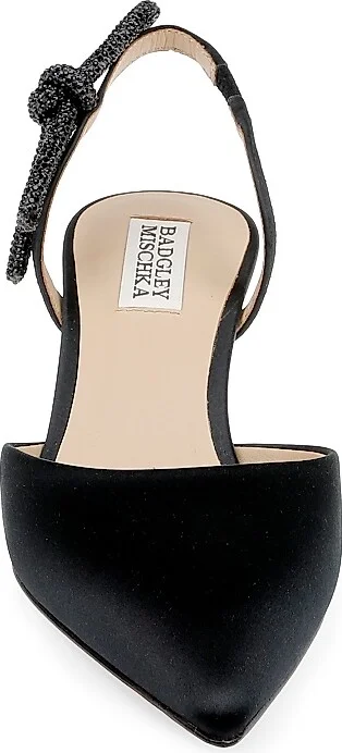 Women's Gentry 50MM Bow Satin Slingback Pumps - Black Satin - Size 5.5 - Image 4