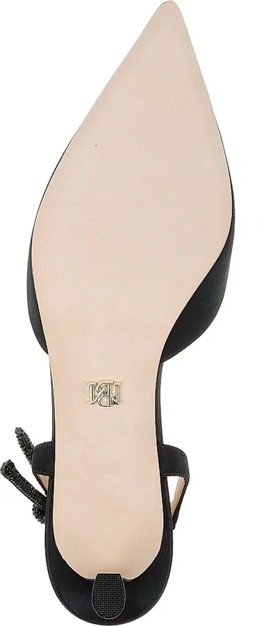 Women's Gentry 50MM Bow Satin Slingback Pumps - Black Satin - Size 5.5 - Image 6