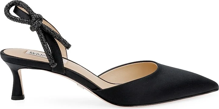 Women's Gentry 50MM Bow Satin Slingback Pumps - Black Satin - Size 5.5