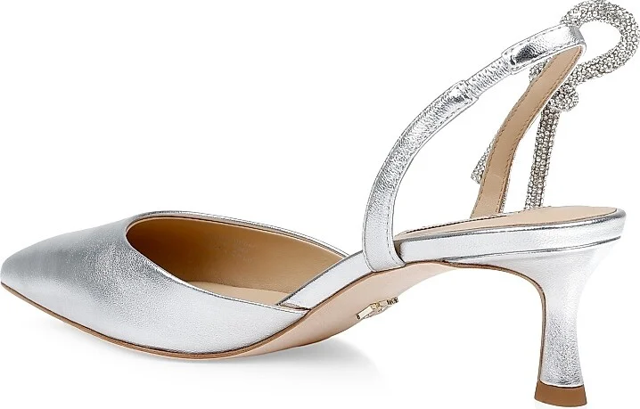 Women's Gentry 50MM Metallic Leather Slingback Pumps - Silver Leather - Size 5 - Image 3