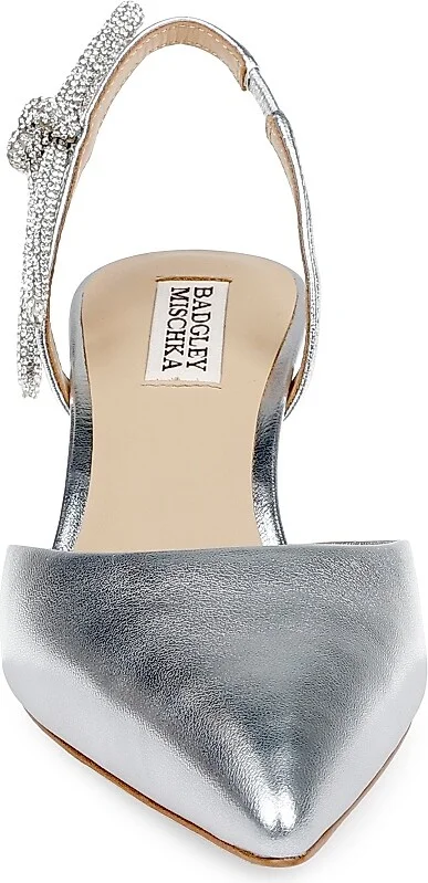Women's Gentry 50MM Metallic Leather Slingback Pumps - Silver Leather - Size 5 - Image 4