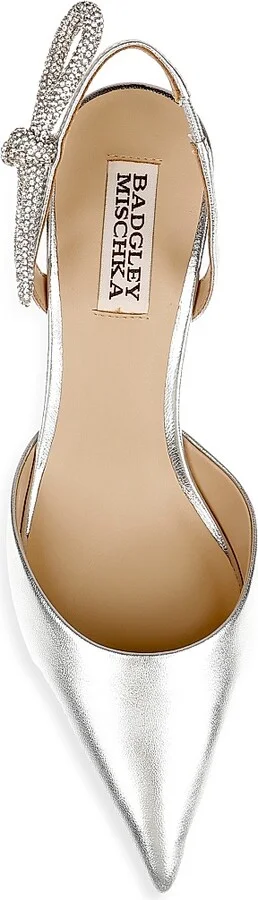 Women's Gentry 50MM Metallic Leather Slingback Pumps - Silver Leather - Size 5 - Image 5