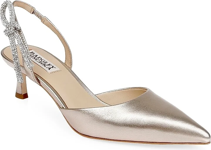 Women's Gentry 50MM Metallic Leather Slingback Pumps - Silver Leather - Size 5 - Image 7