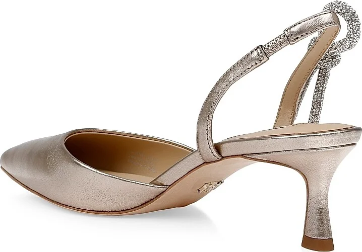 Women's Gentry 50MM Metallic Leather Slingback Pumps - Silver Leather - Size 5 - Image 8