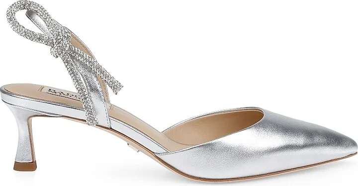 Women's Gentry 50MM Metallic Leather Slingback Pumps - Silver Leather - Size 5
