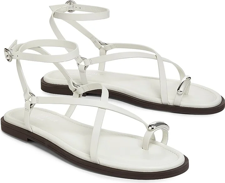 Women's Geo Strappy Leather Sandals - Antique White - Size 9 - Image 2