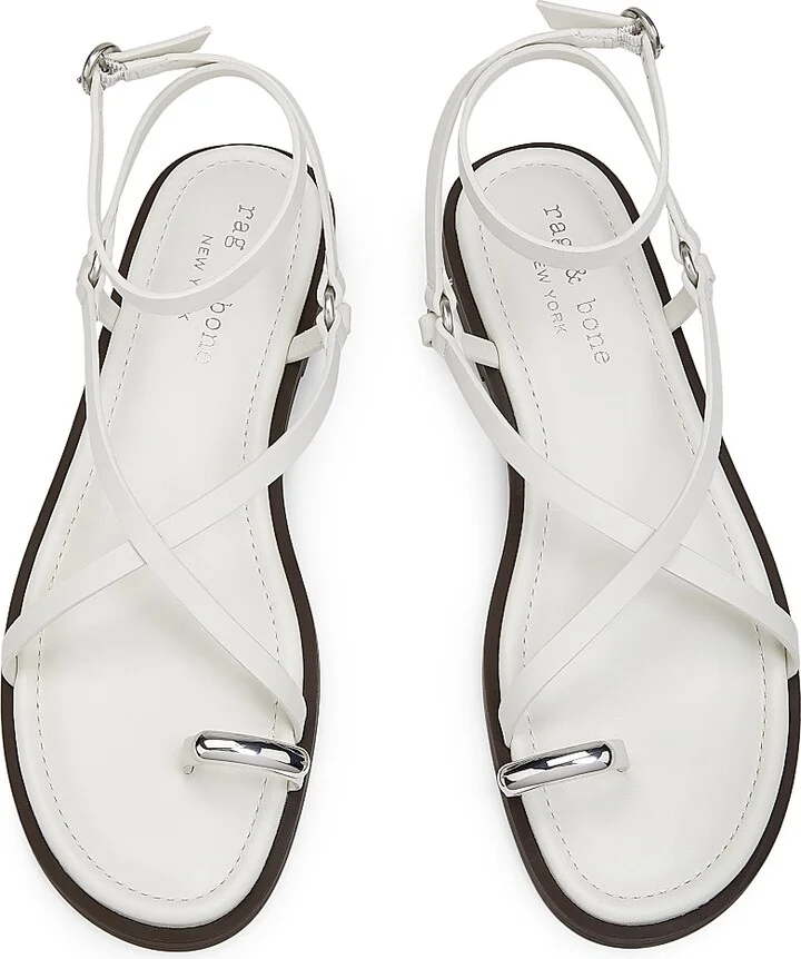 Women's Geo Strappy Leather Sandals - Antique White - Size 9 - Image 4