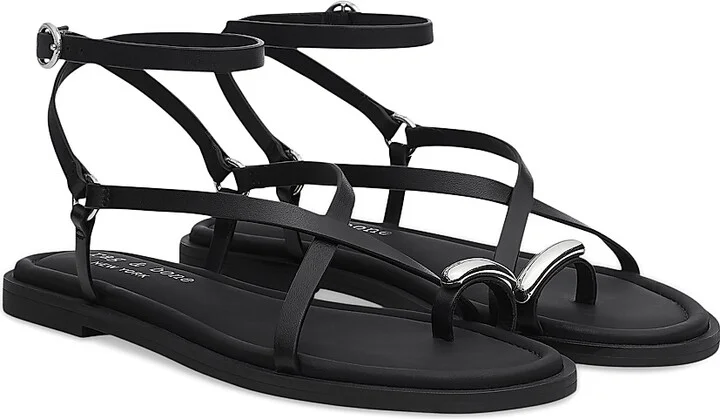 Women's Geo Strappy Leather Sandals - Antique White - Size 9 - Image 7