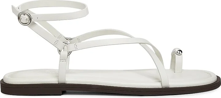 Women's Geo Strappy Leather Sandals - Antique White - Size 9