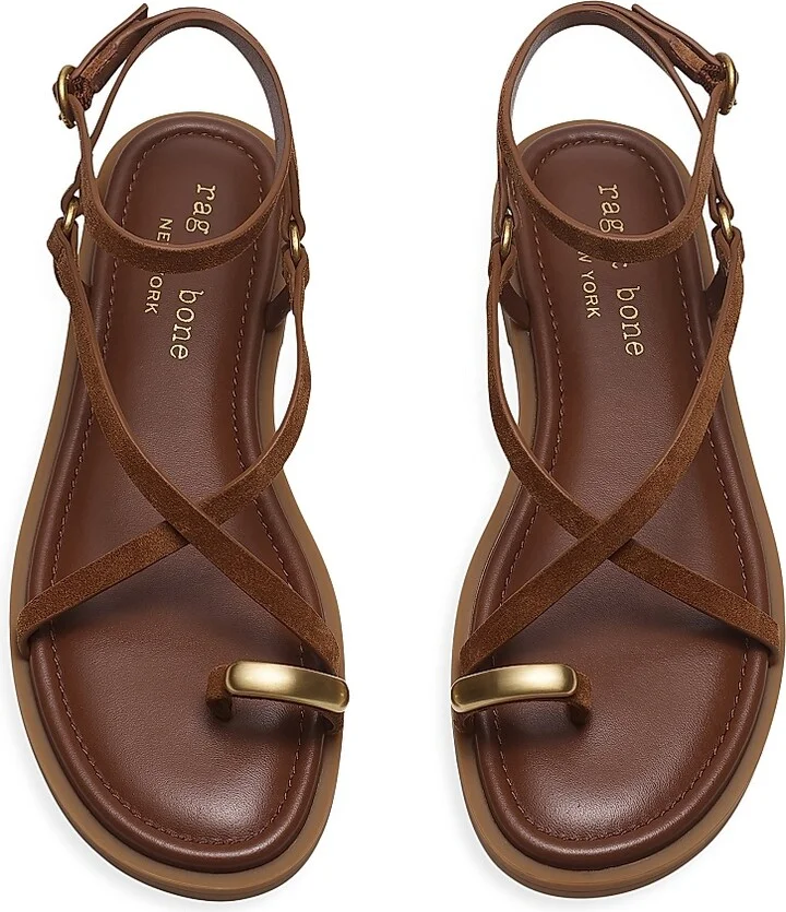 Women's Geo Strappy Suede Sandals - Umber Suede - Size 6.5 - Image 4