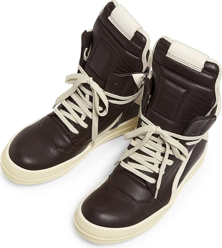 Women's Geobasket Leather High-Top Sneakers - Mahogany Milk - Size 5 - Image 4