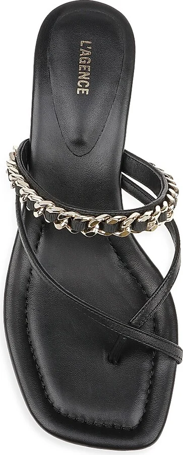 Women's Georgette 40MM Chain-Link Leather Sandals - Black Leather - Size 8.5 - Image 4