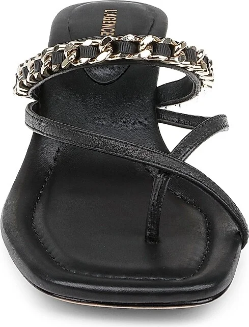 Women's Georgette 40MM Chain-Link Leather Sandals - Black Leather - Size 8.5 - Image 5
