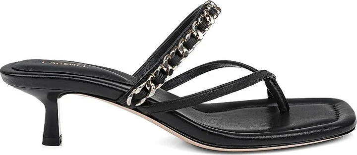 Women's Georgette 40MM Chain-Link Leather Sandals - Black Leather - Size 8.5