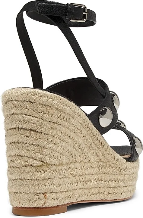 Women's Georgia 115MM Studded Leather Espadrille Platform Wedge Sandals - Black - Size 9 - Image 3