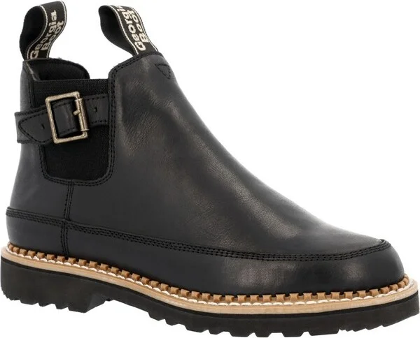 Women's Georgia Boot Women's Black Buckle Chelsea Romeo Size