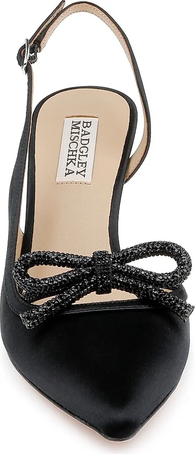 Women's Georgie 80MM Embellished Satin Slingback Pumps - Black Satin - Size 5 - Image 4