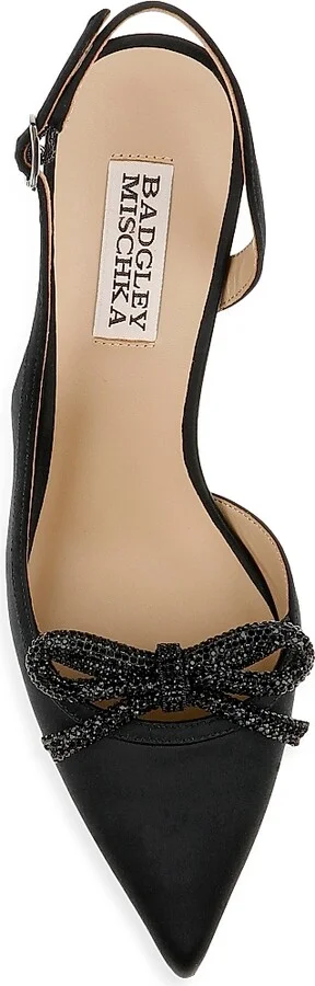 Women's Georgie 80MM Embellished Satin Slingback Pumps - Black Satin - Size 5 - Image 5