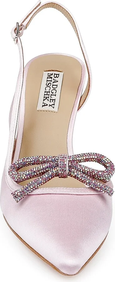 Women's Georgie 80MM Embellished Satin Slingback Pumps - Black Satin - Size 5 - Image 9