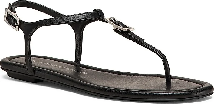 Women's Georgie Buckle-Detailed Leather T-Strap Sandals - Black - Size 10 - Image 2
