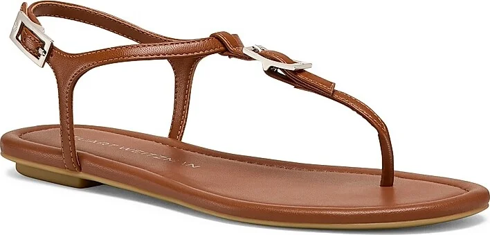 Women's Georgie Buckle-Detailed Leather T-Strap Sandals - Black - Size 10 - Image 3