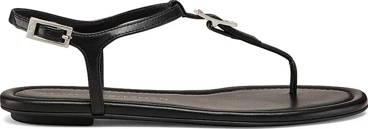 Women's Georgie Buckle-Detailed Leather T-Strap Sandals - Black - Size 10