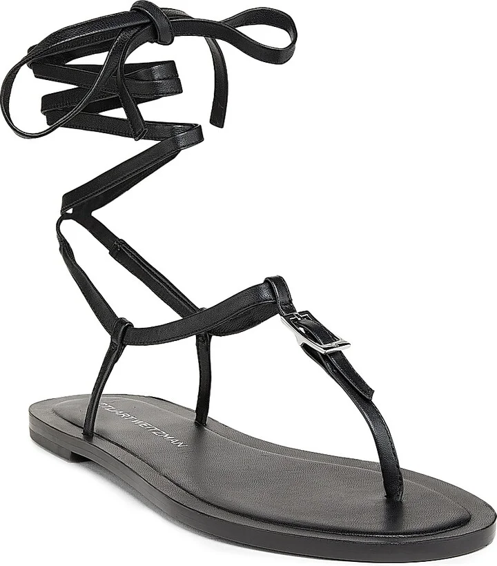 Women's Georgie Lacquered Leather Sandals - Black - Size 10 - Image 2