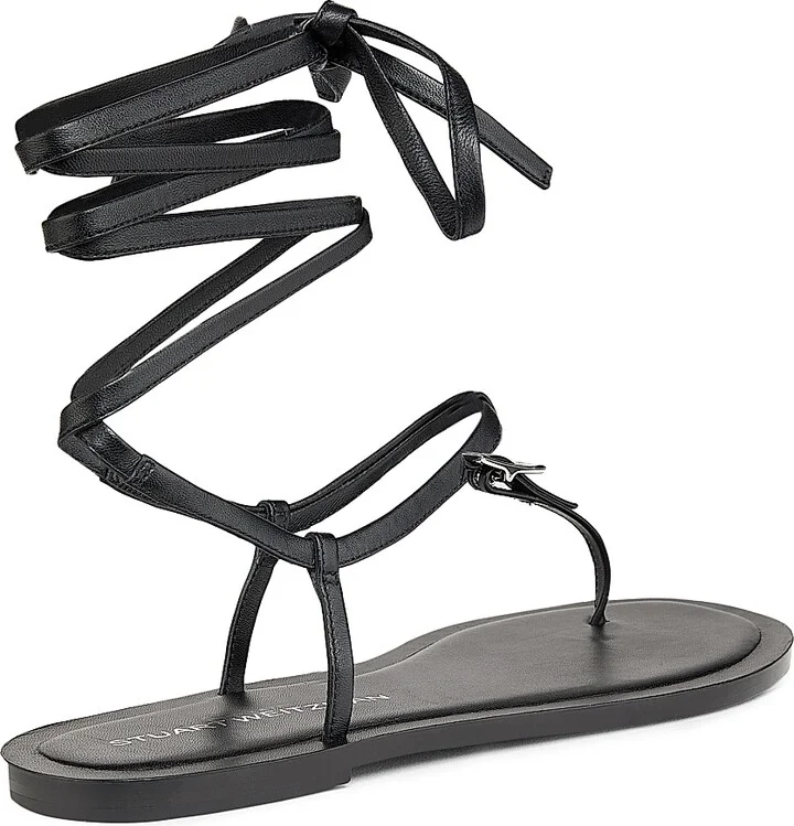 Women's Georgie Lacquered Leather Sandals - Black - Size 10 - Image 3