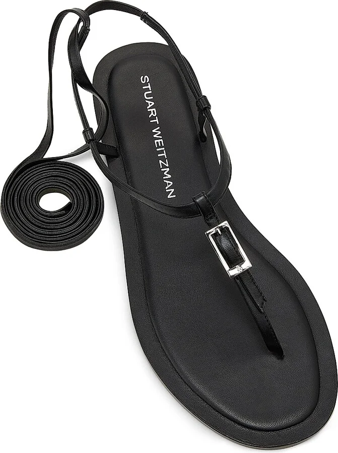 Women's Georgie Lacquered Leather Sandals - Black - Size 10 - Image 4