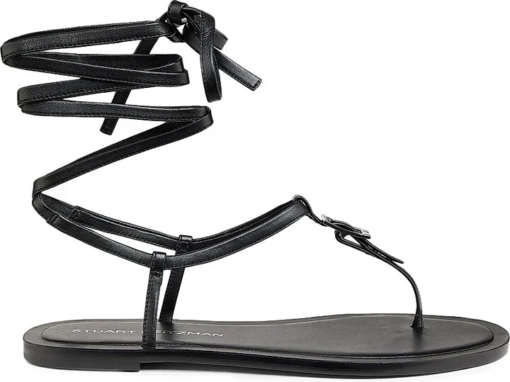 Women's Georgie Lacquered Leather Sandals - Black - Size 10