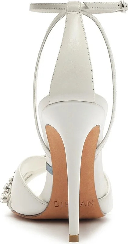Women's Georgina Crystal Bridal 100MM Leather Sandals - Ivory - Size 11 - Image 6