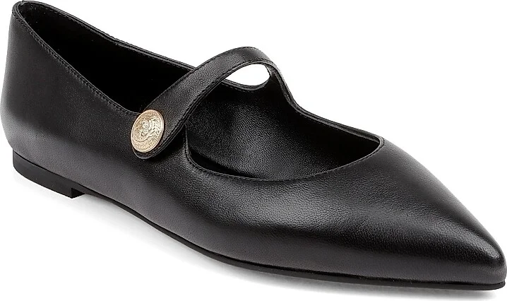 Women's Gersende Button-Embellished Leather Flats - Black Leather - Size 5 - Image 2