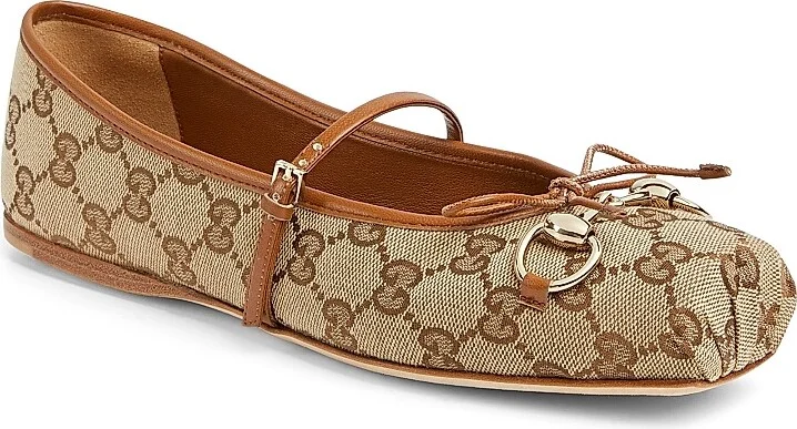 Women's GG Canvas Horsebit Ballet Flats - Beige Ebony - Size 8 - Image 2