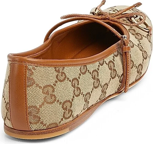 Women's GG Canvas Horsebit Ballet Flats - Beige Ebony - Size 8 - Image 3